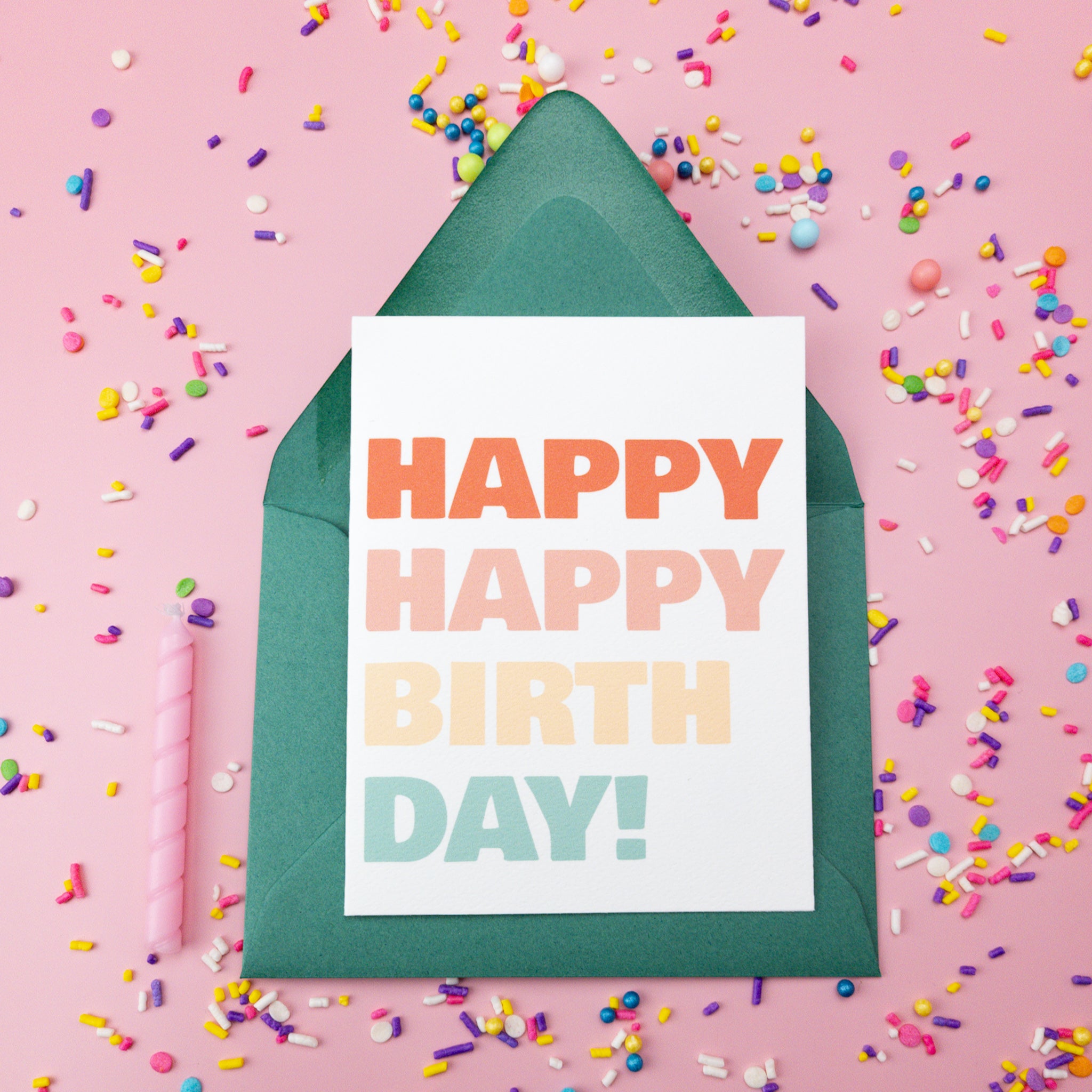 Happy Happy Birthday Colorful Block Birthday Card