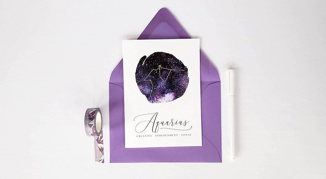 Photo of the Aquarius Birthday Card - Zodiac Series by Lucky Dog Design Co.