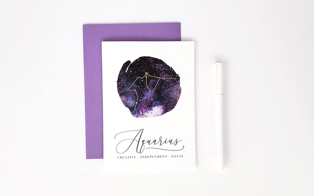 Photo of the Aquarius Birthday Card - Zodiac Series by Lucky Dog Design Co.