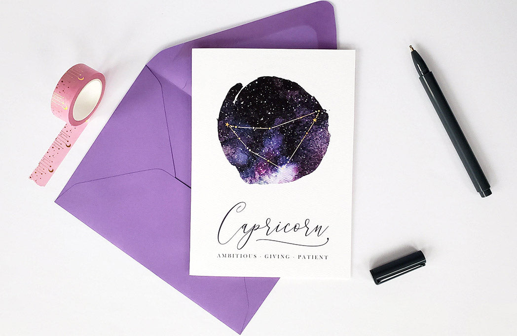 Photo of the Capricorn Birthday Card - Zodiac Series by Lucky Dog Design Co.