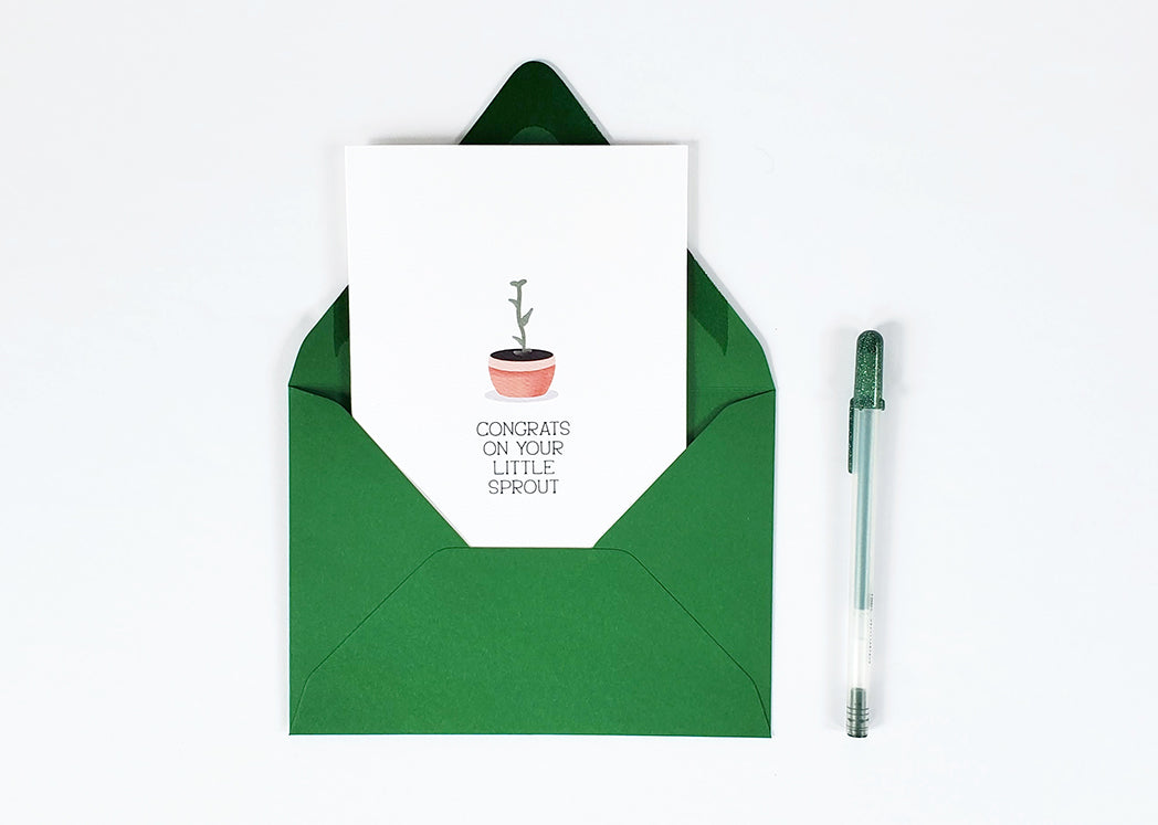 Photo of the Congrats on Your Little Sprout New Baby Card by Lucky Dog Design Co.