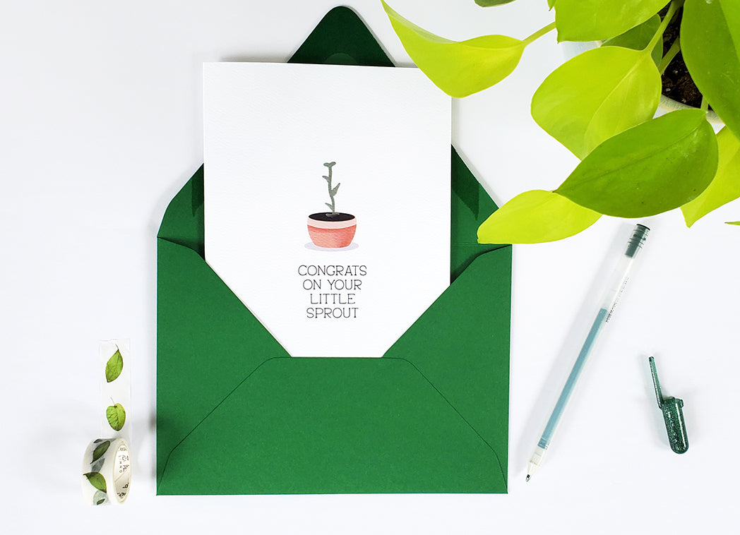 Photo of the Congrats on Your Little Sprout New Baby Card by Lucky Dog Design Co.