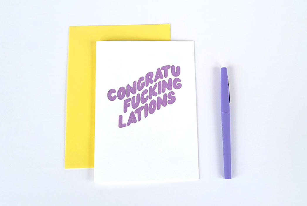 Photo of the Congratu-fucking-lations Congratulations Greeting Card of Default Title by Lucky Dog Design Co.