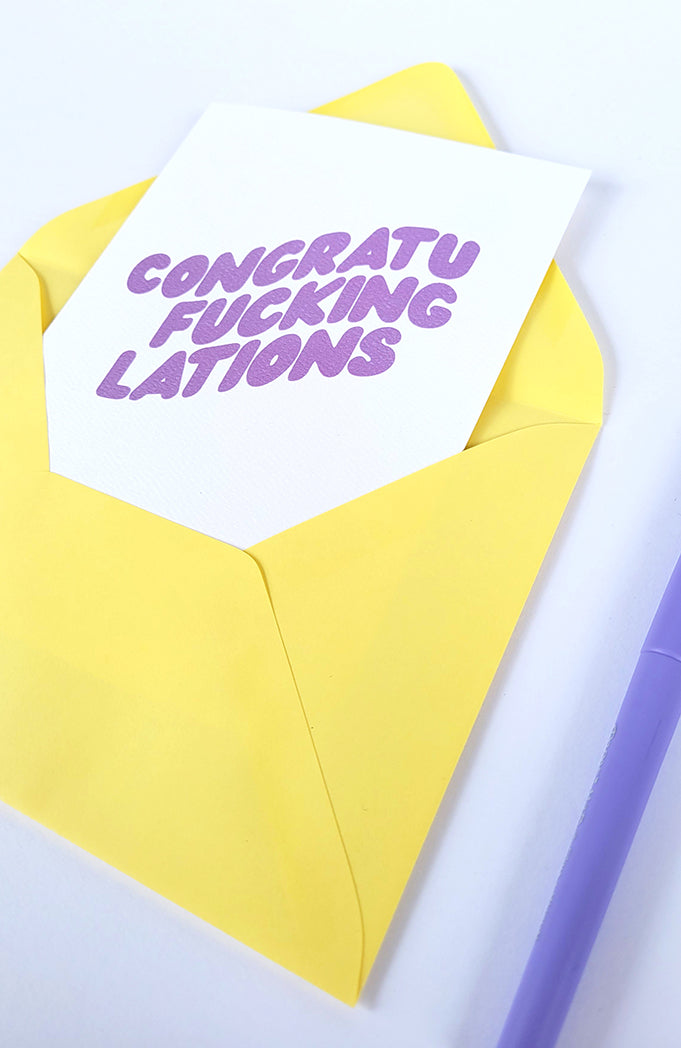 Photo of the Congratu-fucking-lations Congratulations Greeting Card of Default Title by Lucky Dog Design Co.