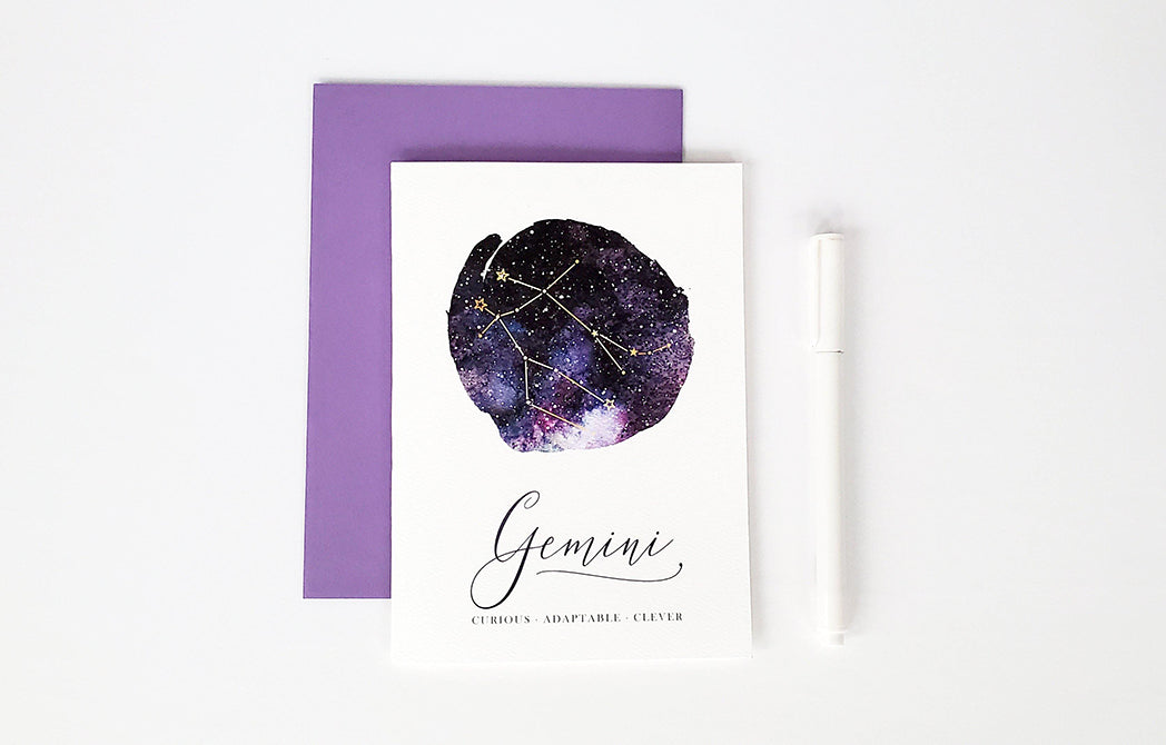 Photo of the Gemini Birthday Card - Zodiac Series by Lucky Dog Design Co.