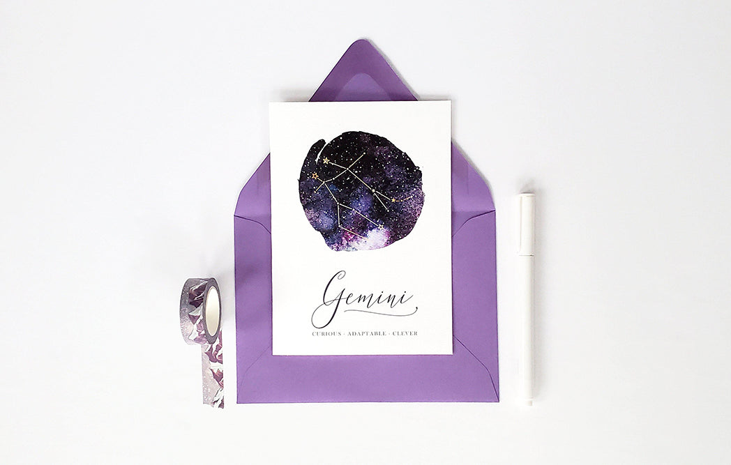 Photo of the Gemini Birthday Card - Zodiac Series by Lucky Dog Design Co.