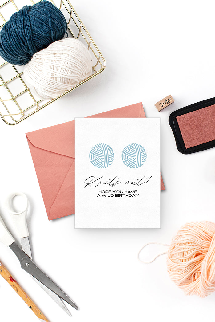 Photo of the Knits Out! Birthday Card by Lucky Dog Design Co.