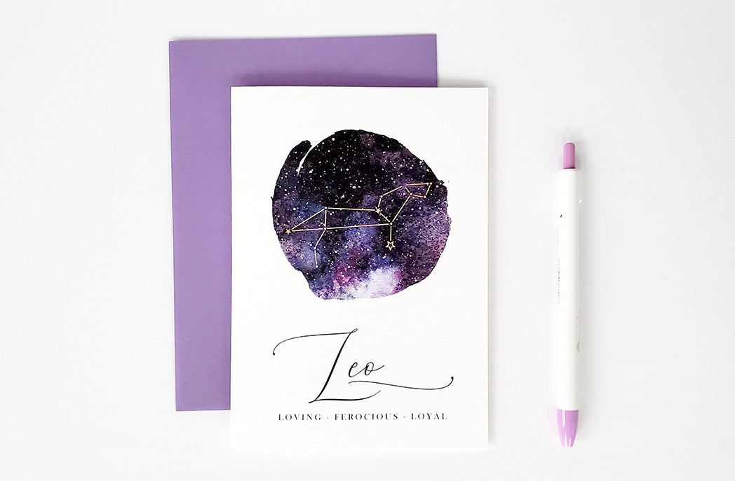Photo of the Leo Birthday Card - Zodiac Series by Lucky Dog Design Co.