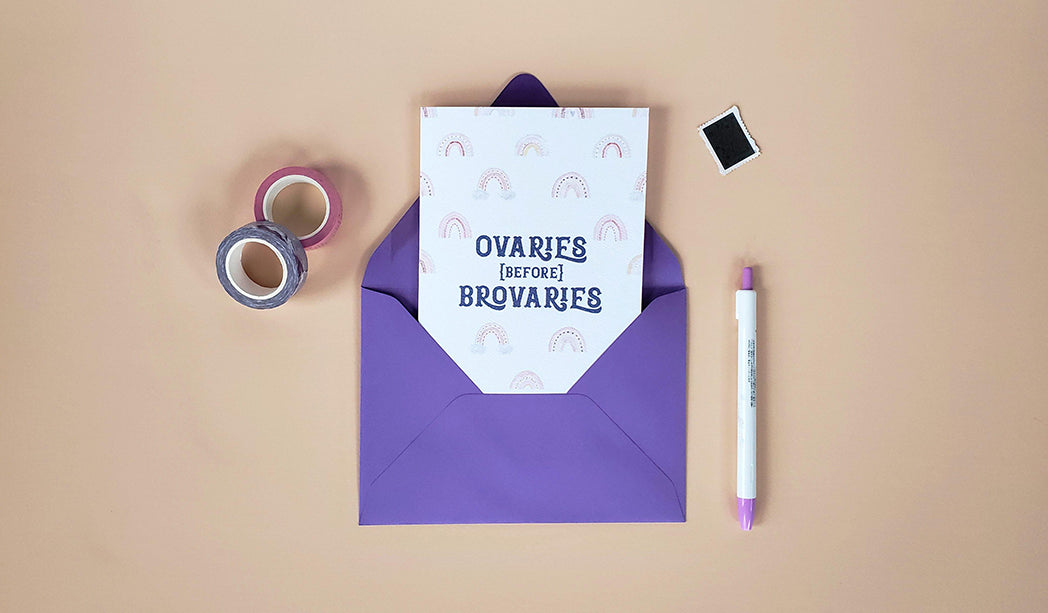 Photo of the Ovaries Before Brovaries Galentine's Day Card by Lucky Dog Design Co.