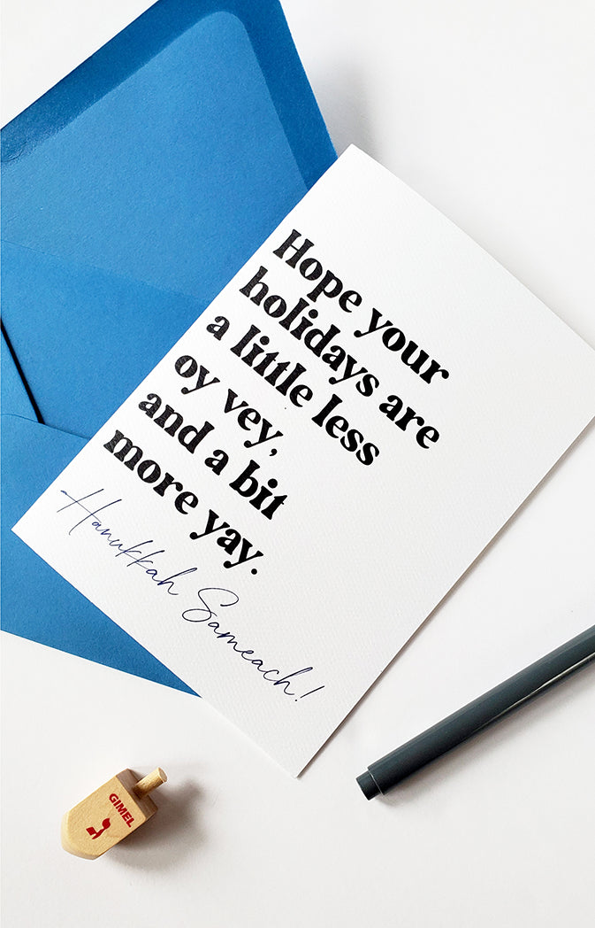 Photo of the Oy Vey Hanukkah Card by Lucky Dog Design Co.