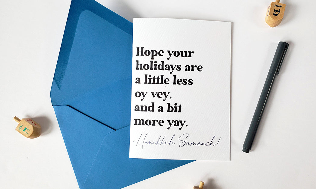 Photo of the Oy Vey Hanukkah Card by Lucky Dog Design Co.