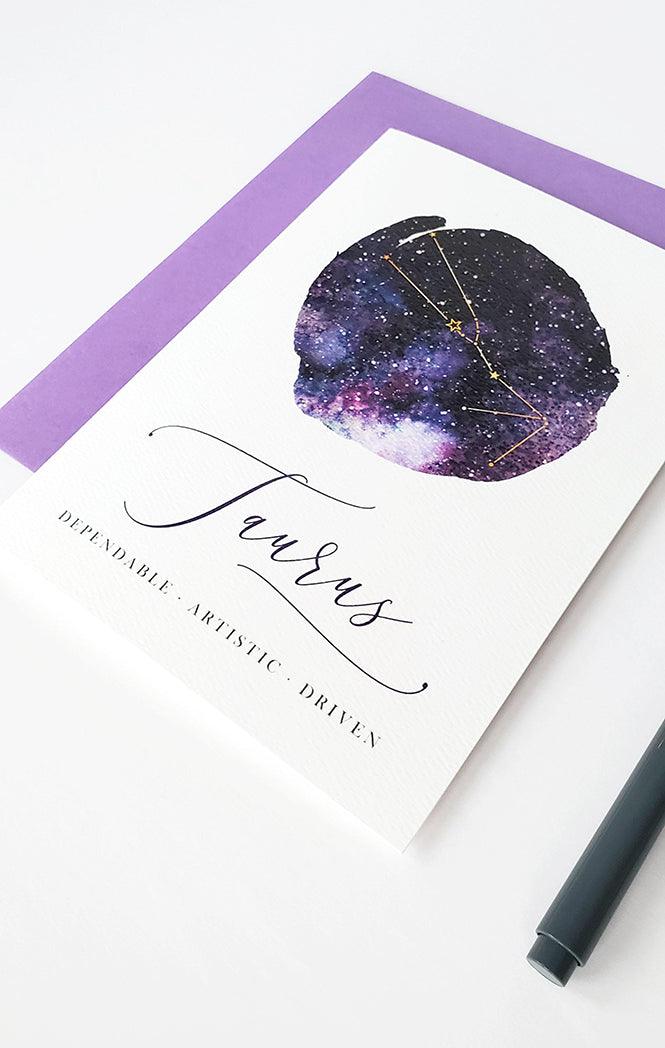 Photo of the Taurus Birthday Card - Zodiac Series by Lucky Dog Design Co.