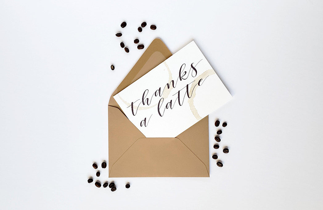 Photo of the Thanks a Latte Thank You Greeting Card by Lucky Dog Design Co.