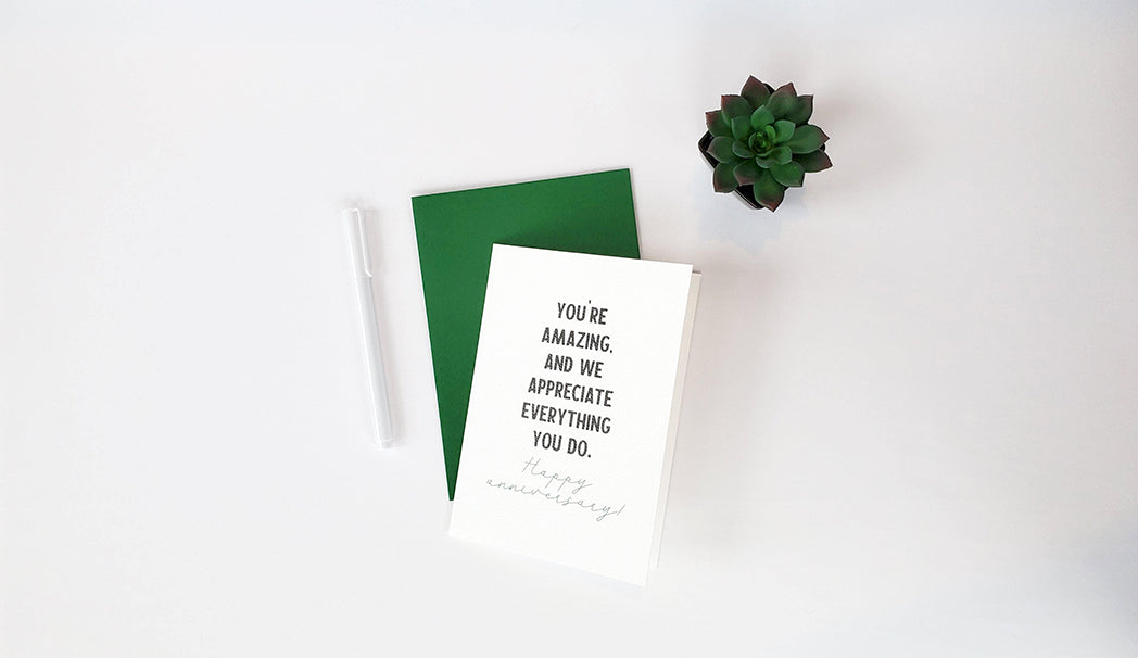 Photo of the We Appreciate You Work Anniversary Greeting Card by Lucky Dog Design Co.