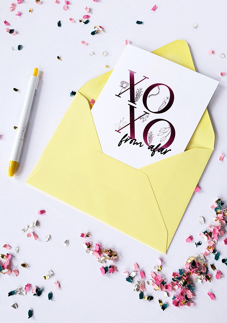 Photo of the XOXO From Afar Love and Friendship Greeting Card by Lucky Dog Design Co.