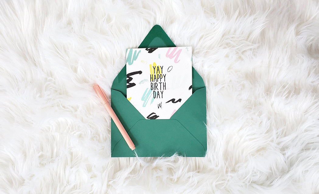 Photo of the Yay Happy Birthday Pastel Greeting Card by Lucky Dog Design Co.