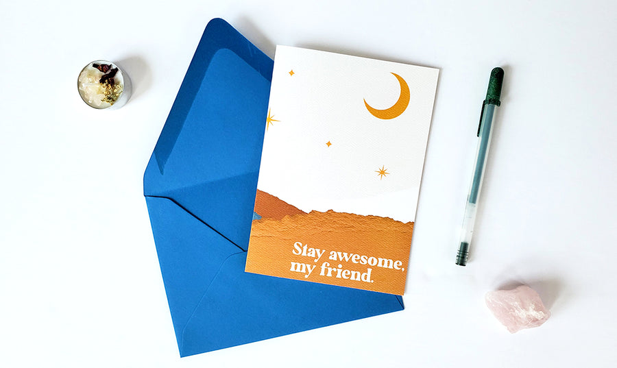 Stay Awesome My Friend Encouragement Card For Friend from Lucky Dog Design Co.