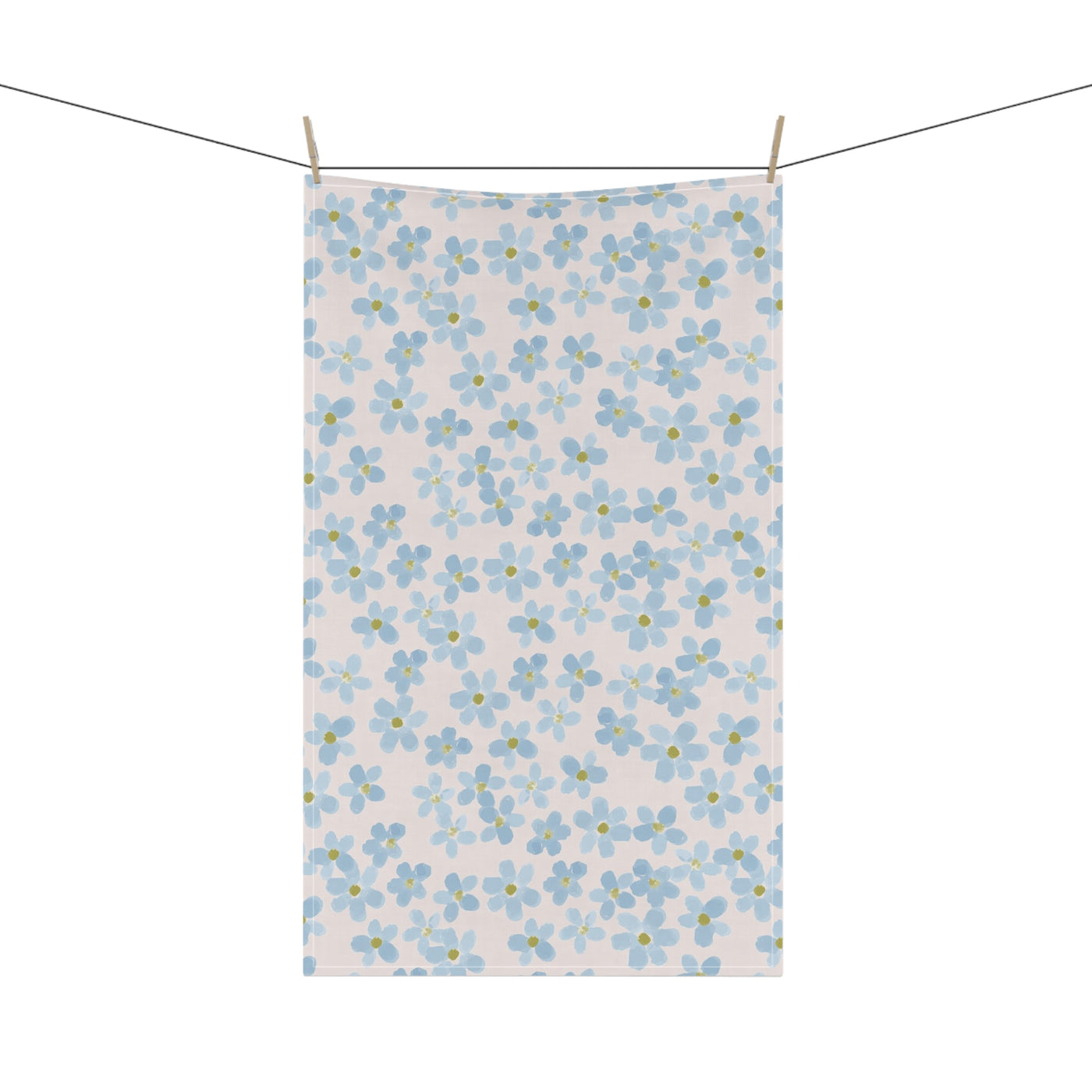 Watercolor Blue Floral Tea Towel – Cotton Twill or Polyester