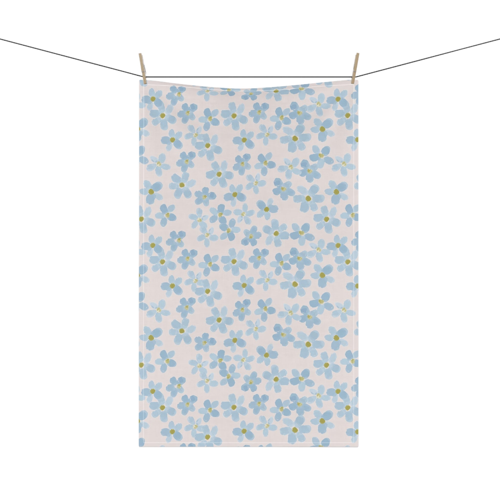 Watercolor Blue Floral Tea Towel – Cotton Twill or Polyester