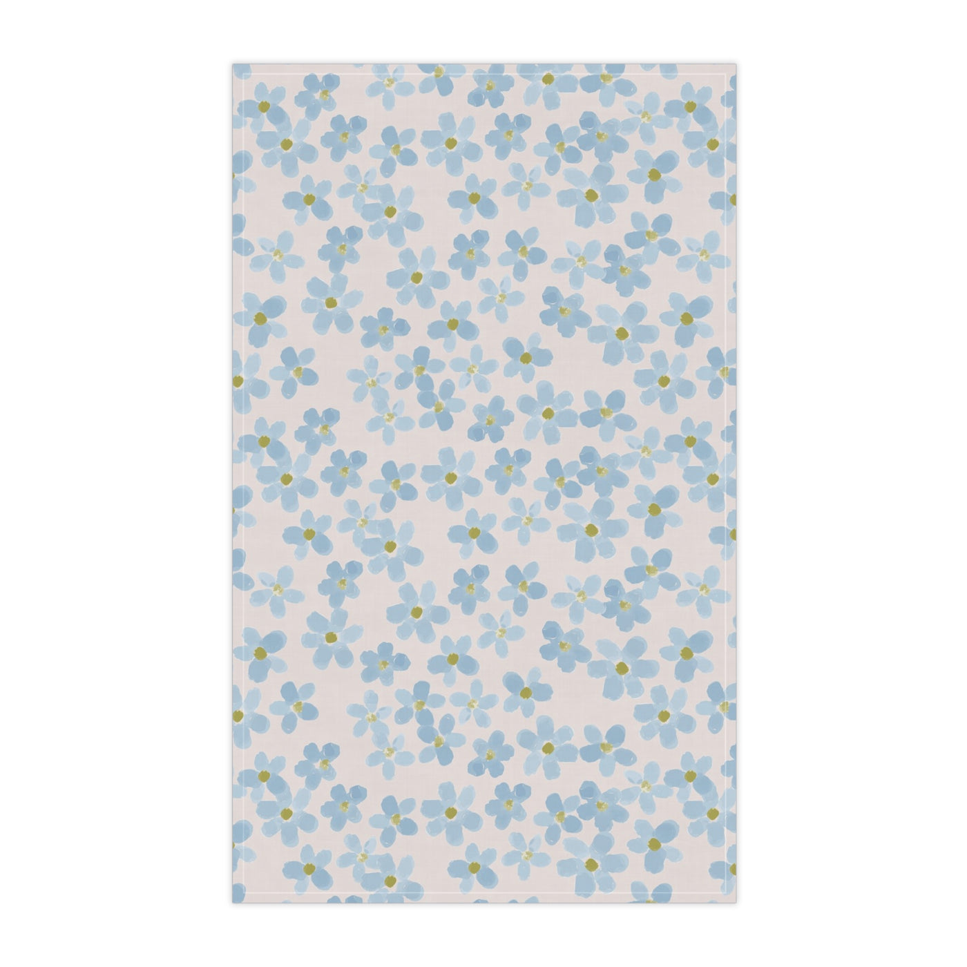 Watercolor Blue Floral Tea Towel – Cotton Twill or Polyester