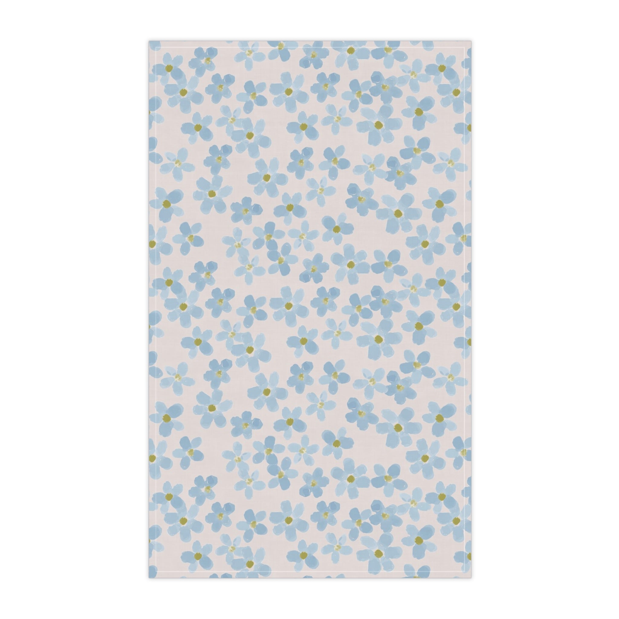 Watercolor Blue Floral Tea Towel – Cotton Twill or Polyester