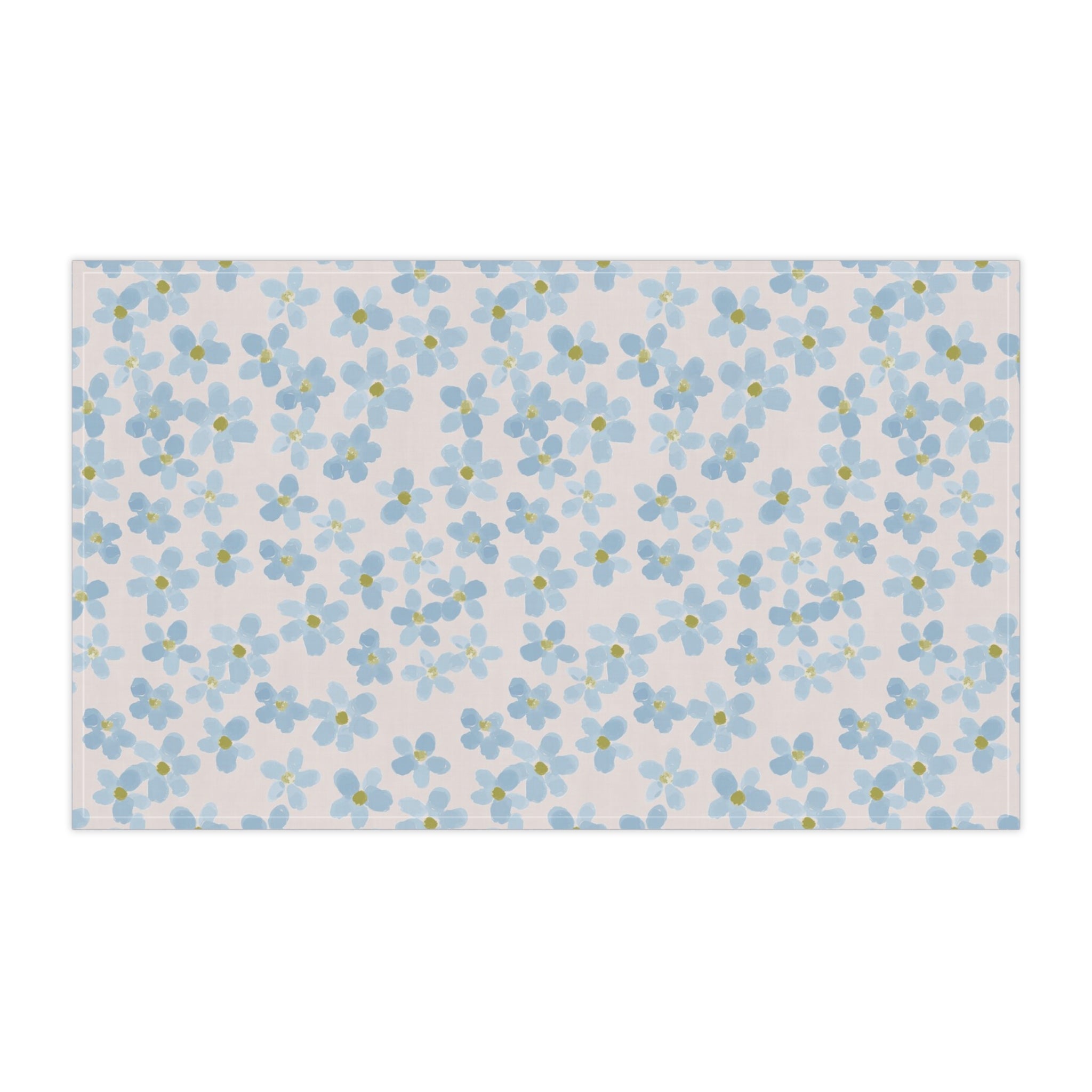 Watercolor Blue Floral Tea Towel – Cotton Twill or Polyester