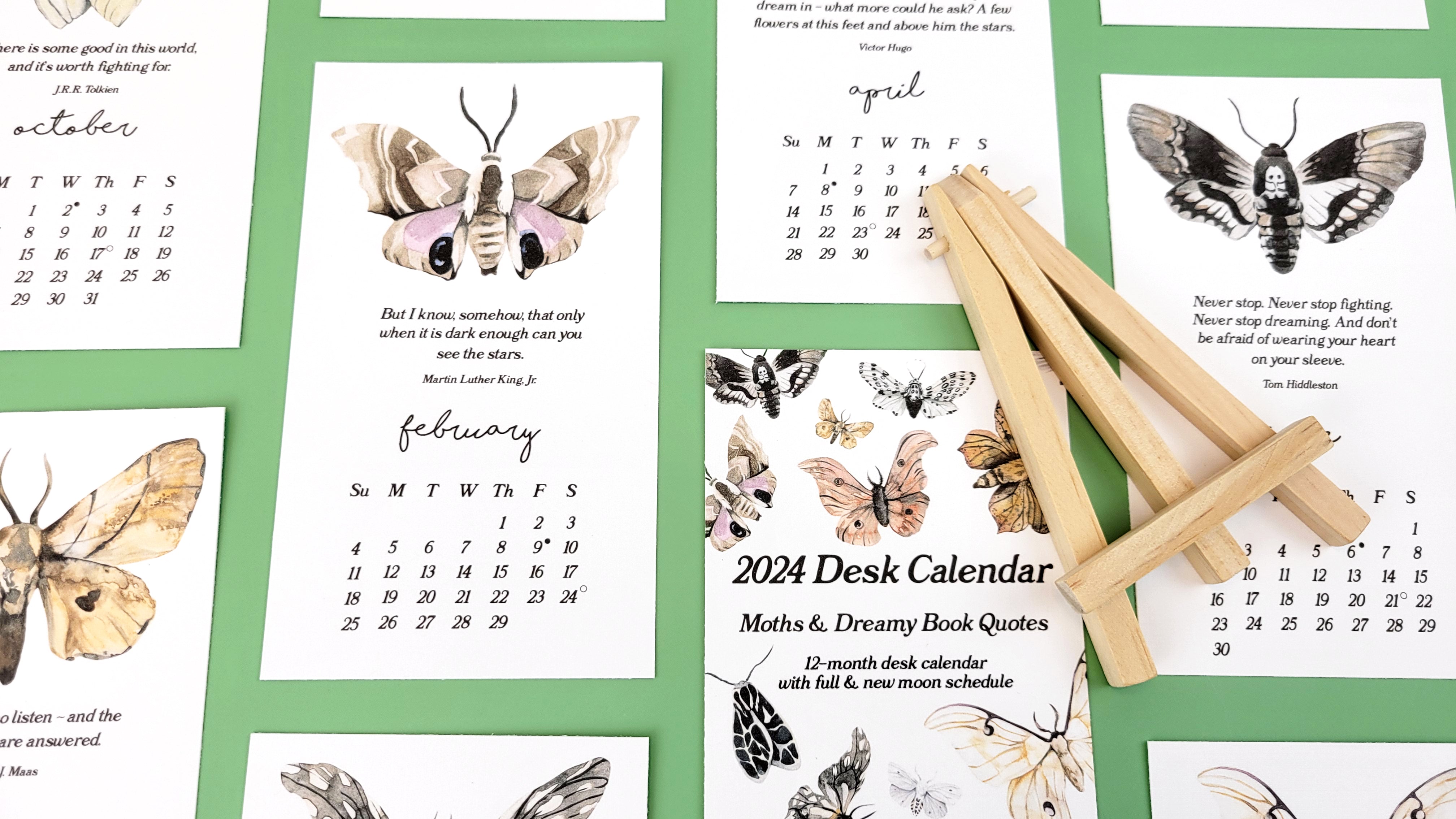 Moths & Dreamy Book Quotes 2024 Desk Calendar