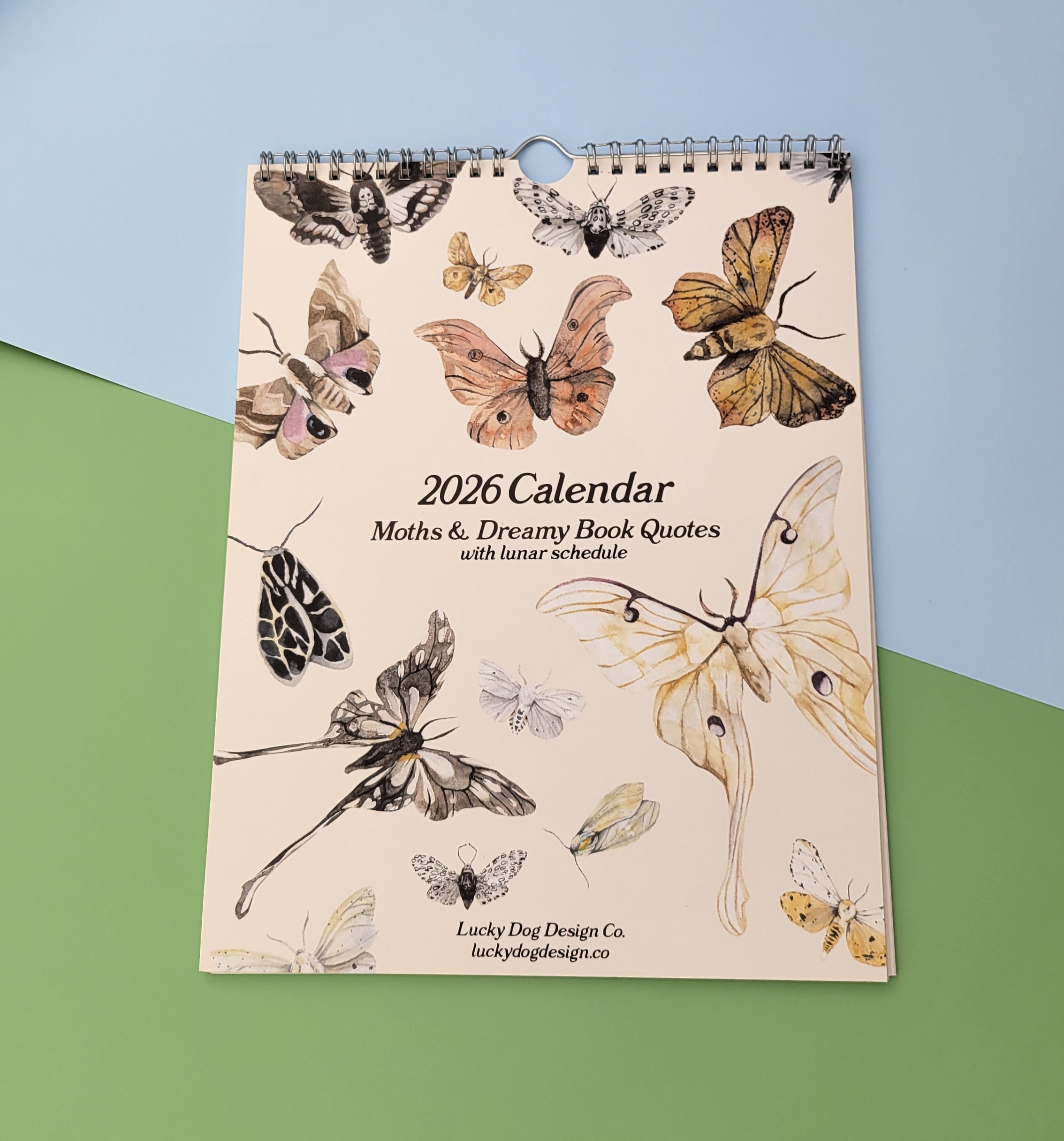 Moths & Dreamy Book Quotes 2026 12-Month Wall Calendar