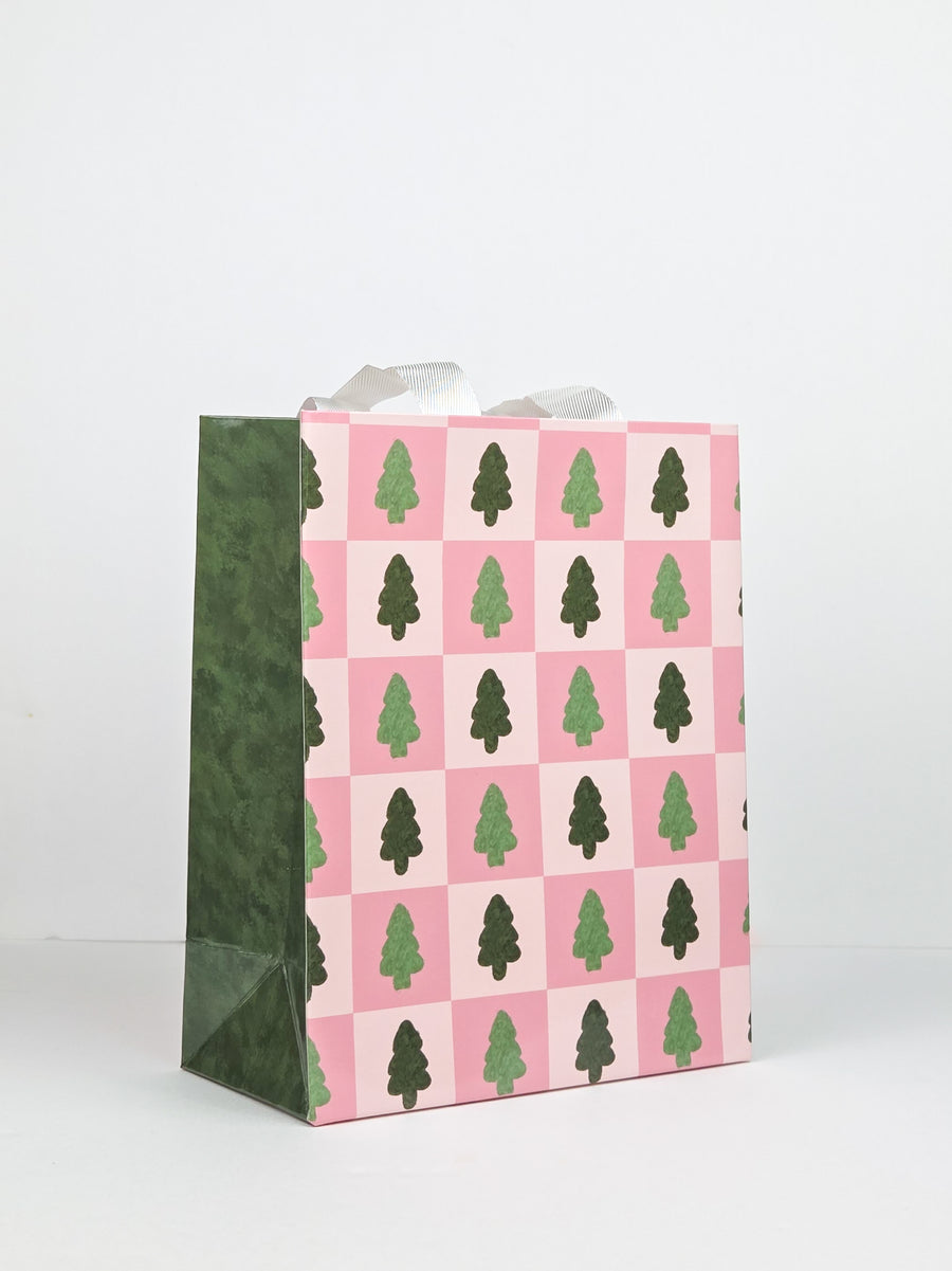 PRE-ORDER: Pinkmas Tree Checkerboard Holiday Gift Bag