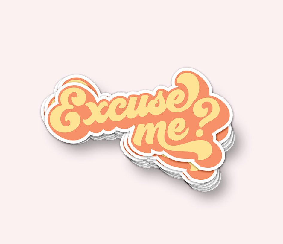 Excuse Me? Vinyl Sticker | Retro Typography Die-Cut