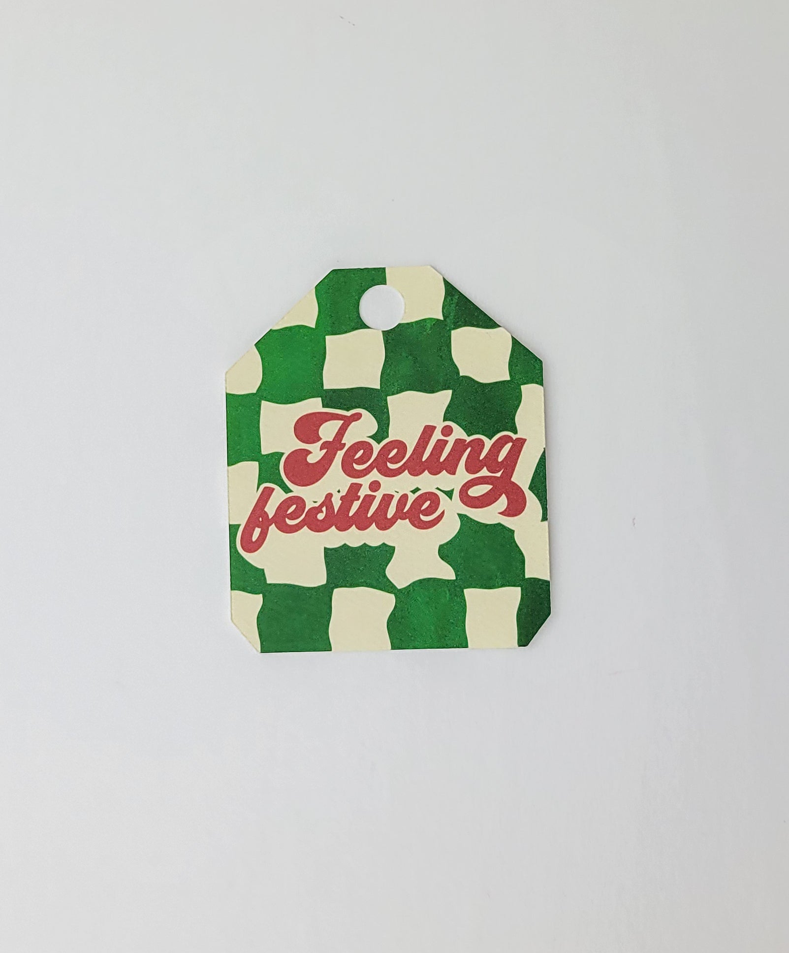 Feeling Festive Trippy Checkerboard Christmas Gift Tags (Set of 10)
