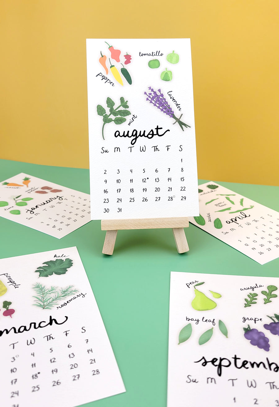 Fresh Garden Produce 2026 Desk Calendar