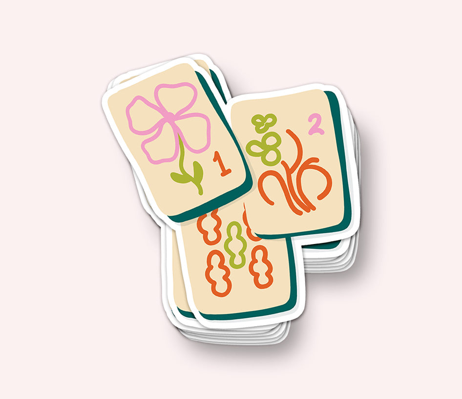 Mahjong Tiles Sticker | Illustrated Vinyl Sticker for Mahjong Lovers
