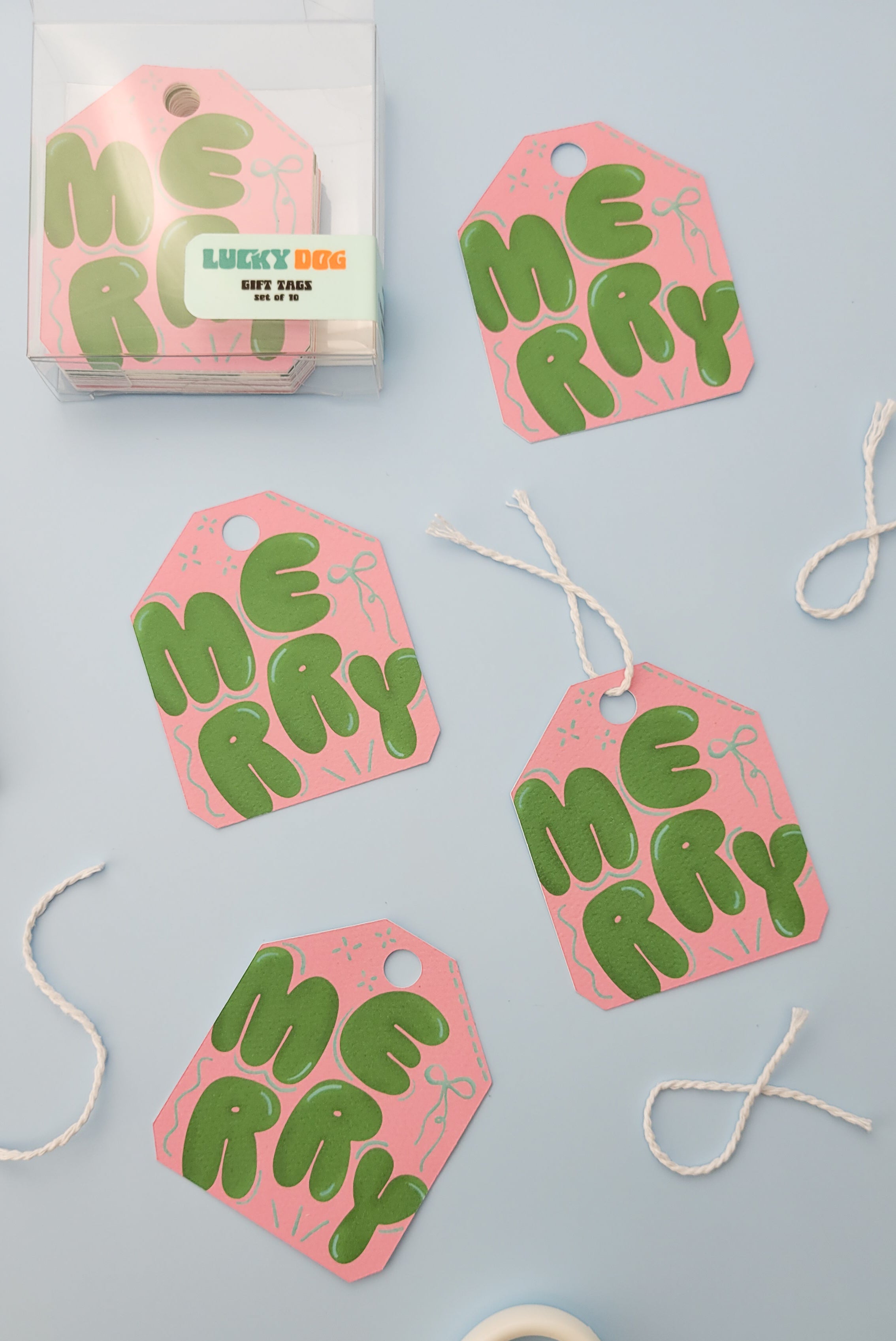 Merry Bubbles Pastel Christmas Gift Tags (Set of 10)