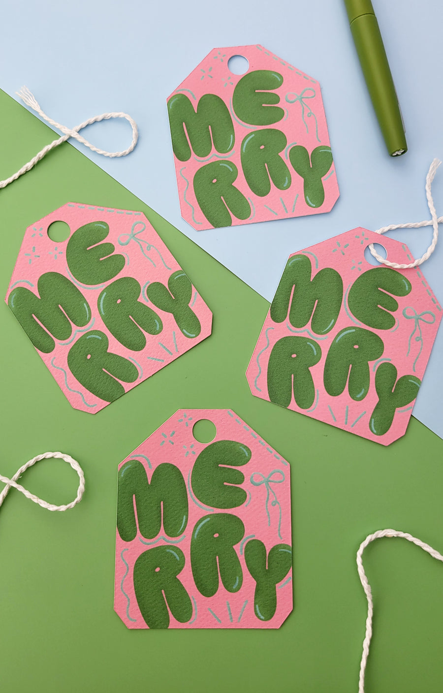 Merry Bubbles Pastel Christmas Gift Tags (Set of 10)