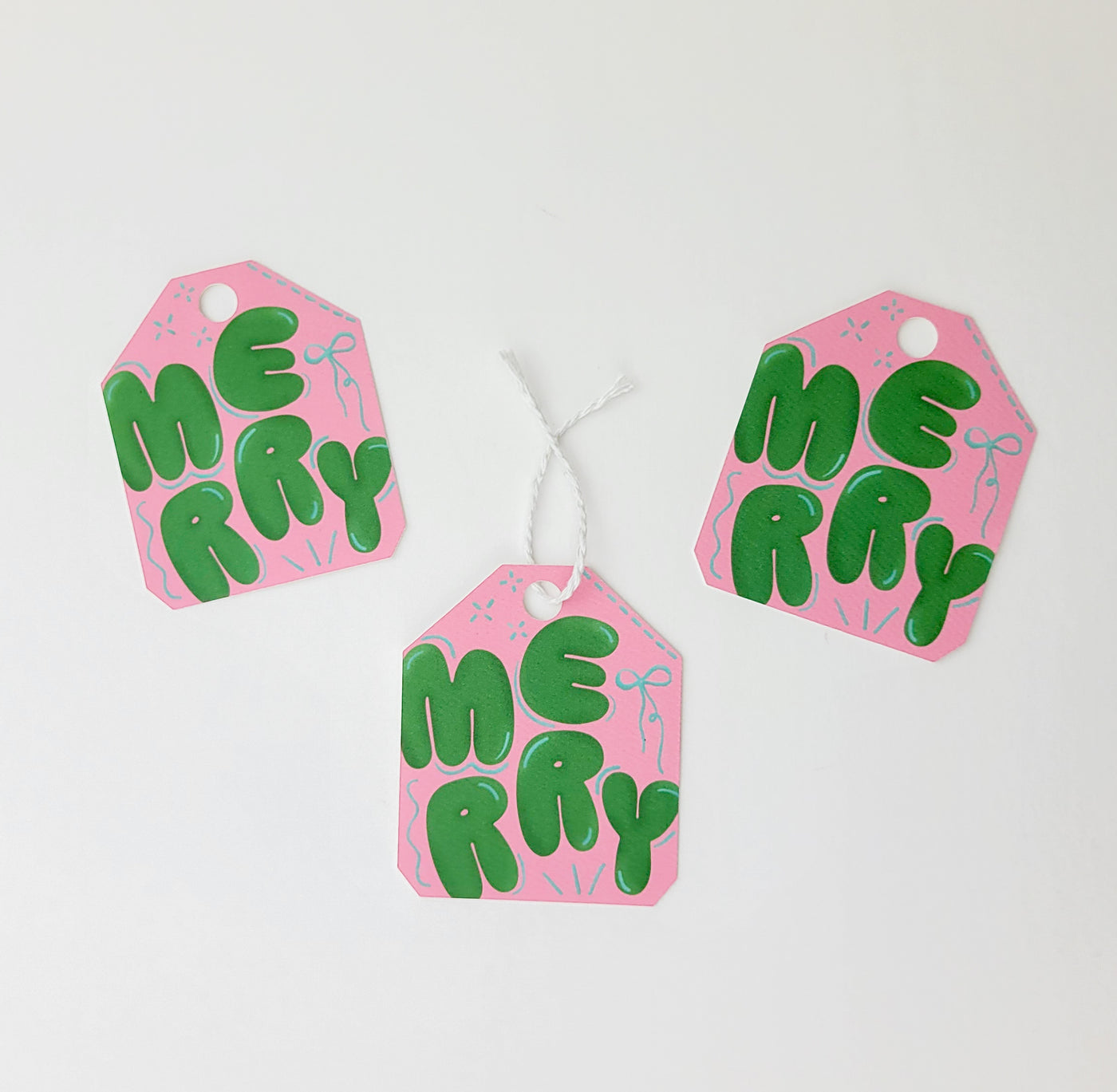 Merry Bubbles Pastel Christmas Gift Tags (Set of 10)