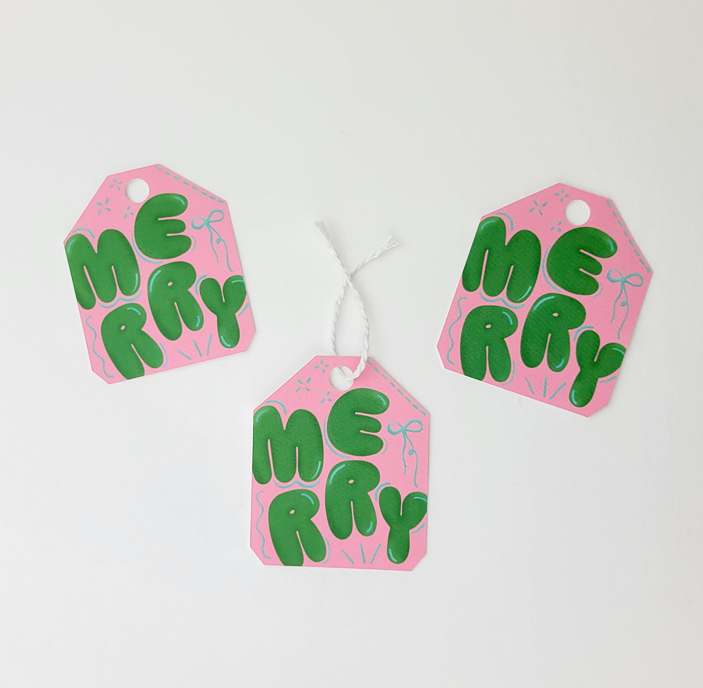 Merry Bubbles Pastel Christmas Gift Tags (Set of 10)