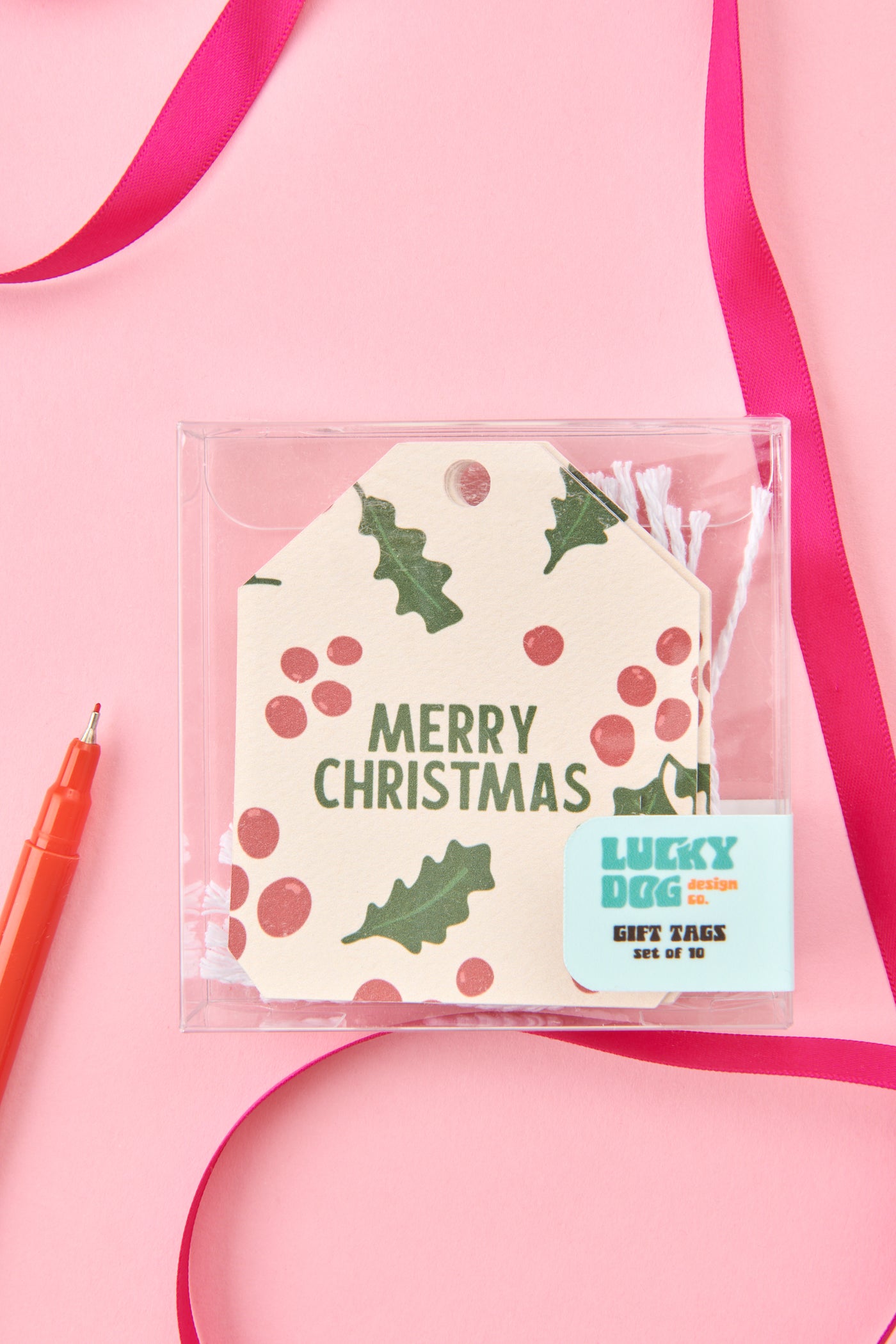 Merry Christmas Holly Berry Christmas Gift Tag (Set of 10)