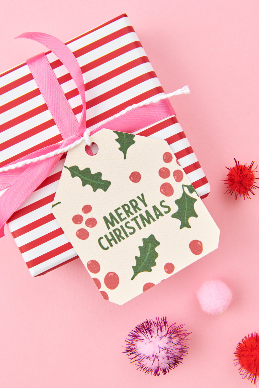 Merry Christmas Holly Berry Christmas Gift Tag (Set of 10)