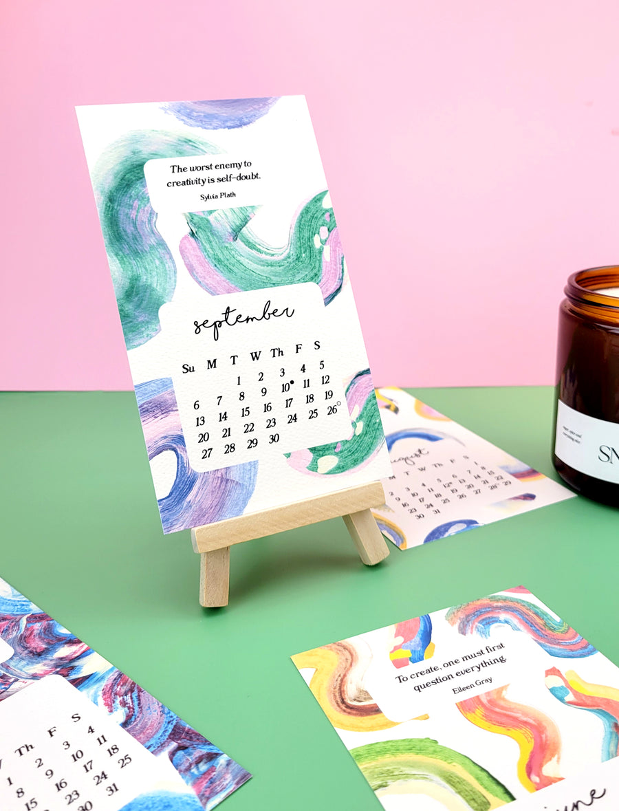 Paint Strokes & Sparks 2026 Desk Calendar