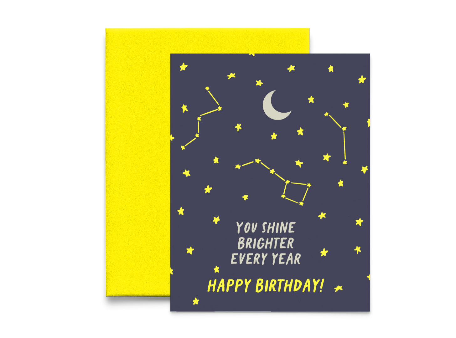 You Shine Brighter Every Year Birthday Card | Star & Moon Celestial Greeting Card