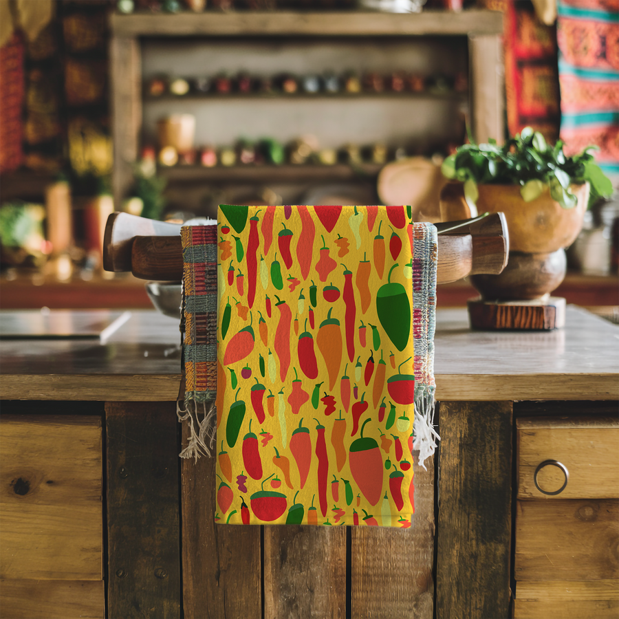 Colorful Chili Pepper Tea Towel – Cotton or Polyester