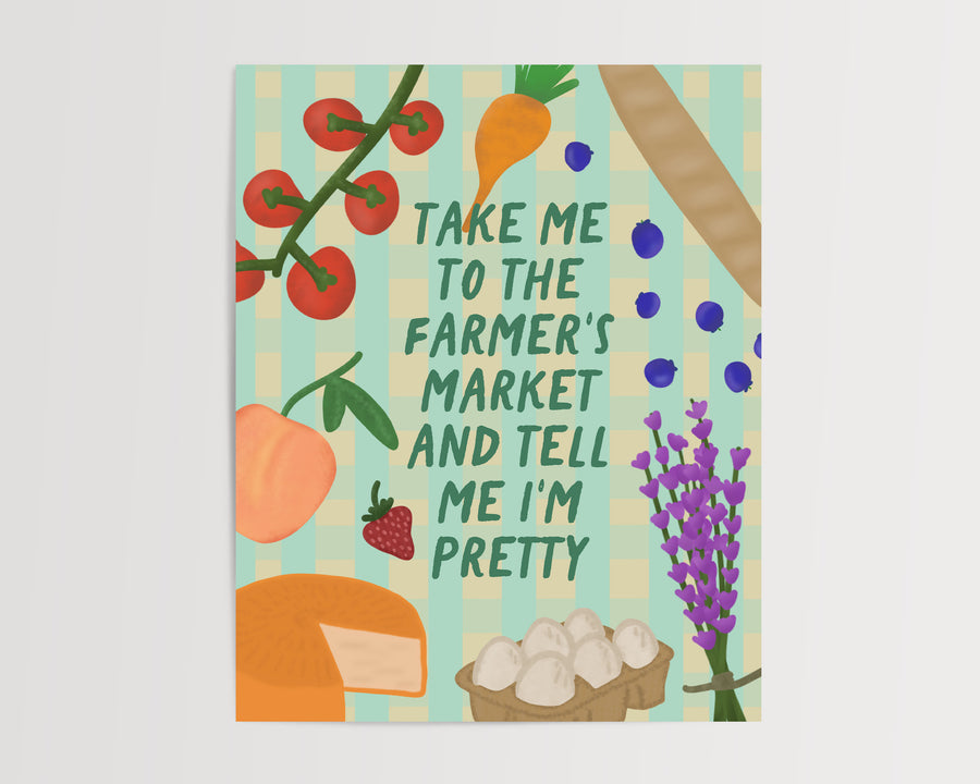 Take Me to the Farmer's Market Art Print | Funny Kitchen & Foodie Wall Art