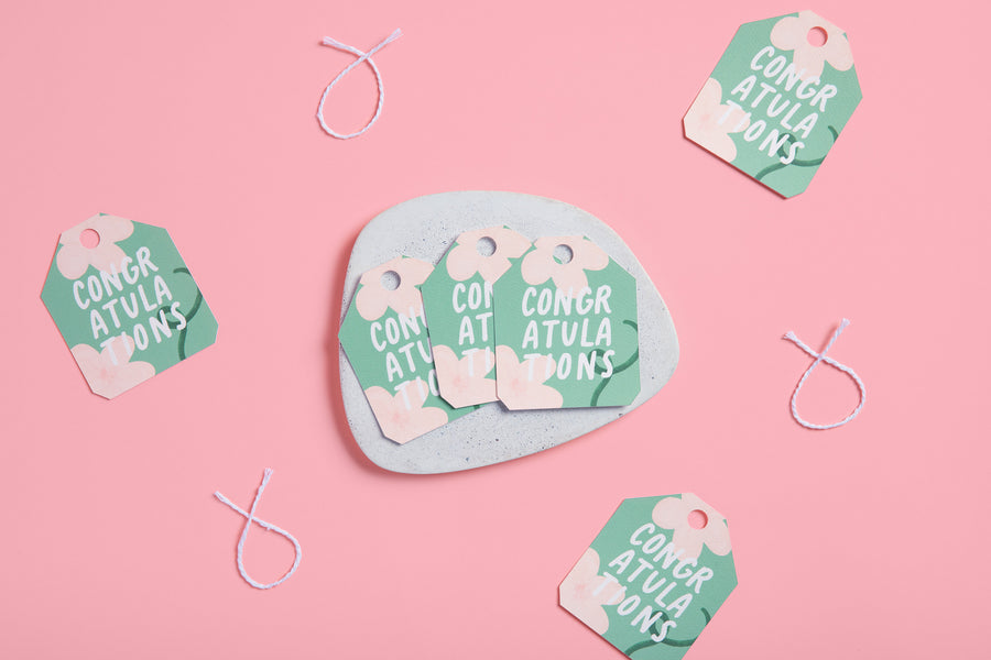 Floral Congratulations Gift Tag | Peach Blossom Illustrated Gift Tag