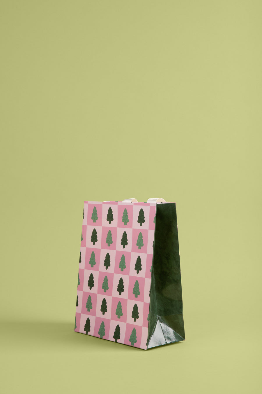 Pinkmas Tree Checkerboard Holiday Gift Bag