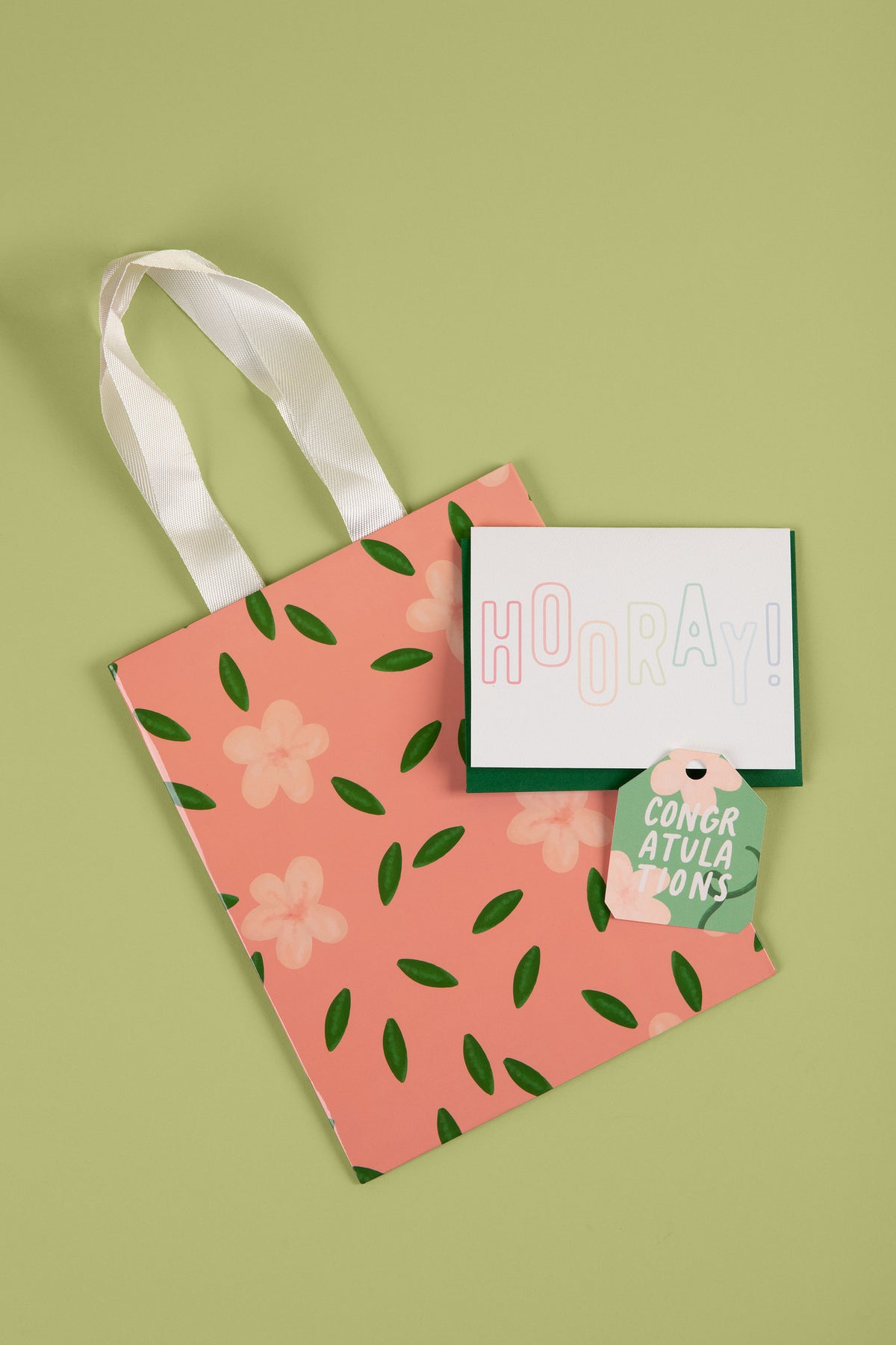 Congratulations Gifting Bundle | Peach Blossom Bag, Hooray Card & Gift Tag Set