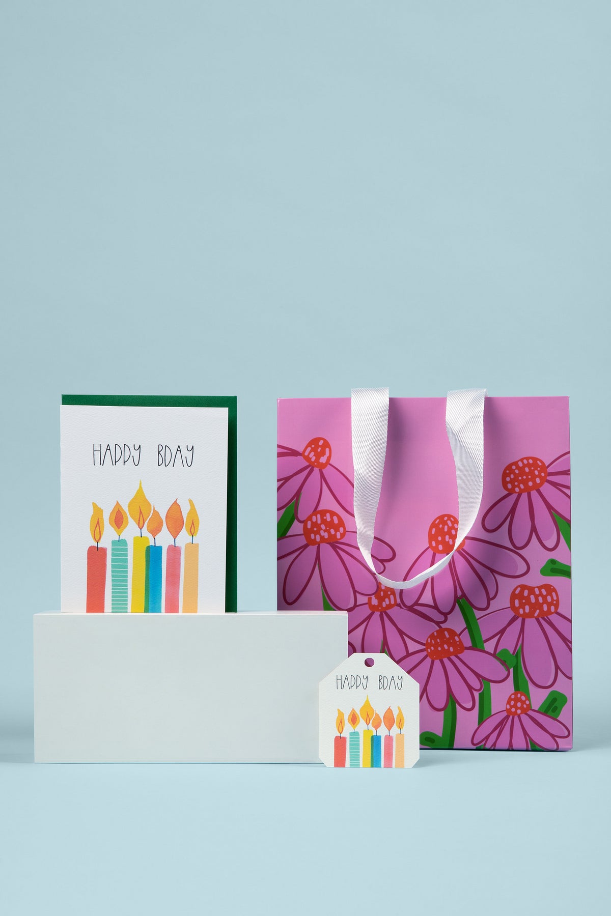 Echinacea Birthday Gifting Bundle | Floral Gift Bag, Birthday Card & Gift Tag Set