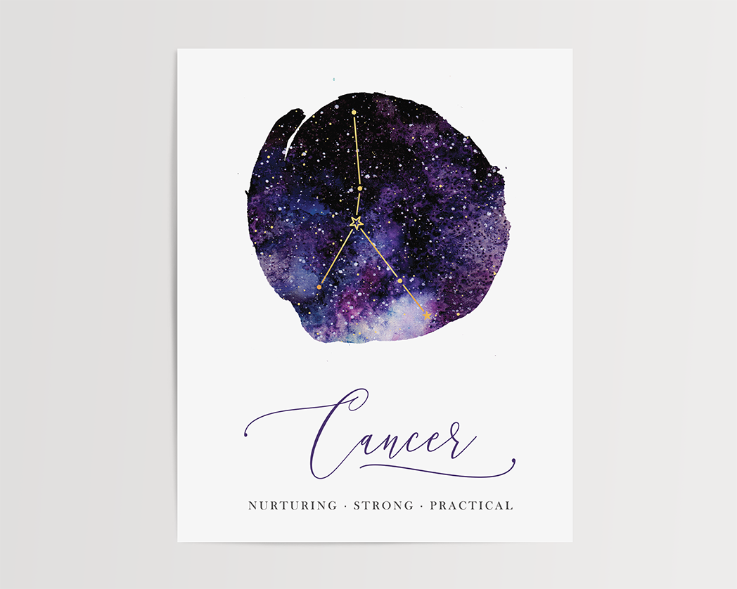 Photo of the Astrology Sign Art Print for Cancer by Lucky Dog Design Co.