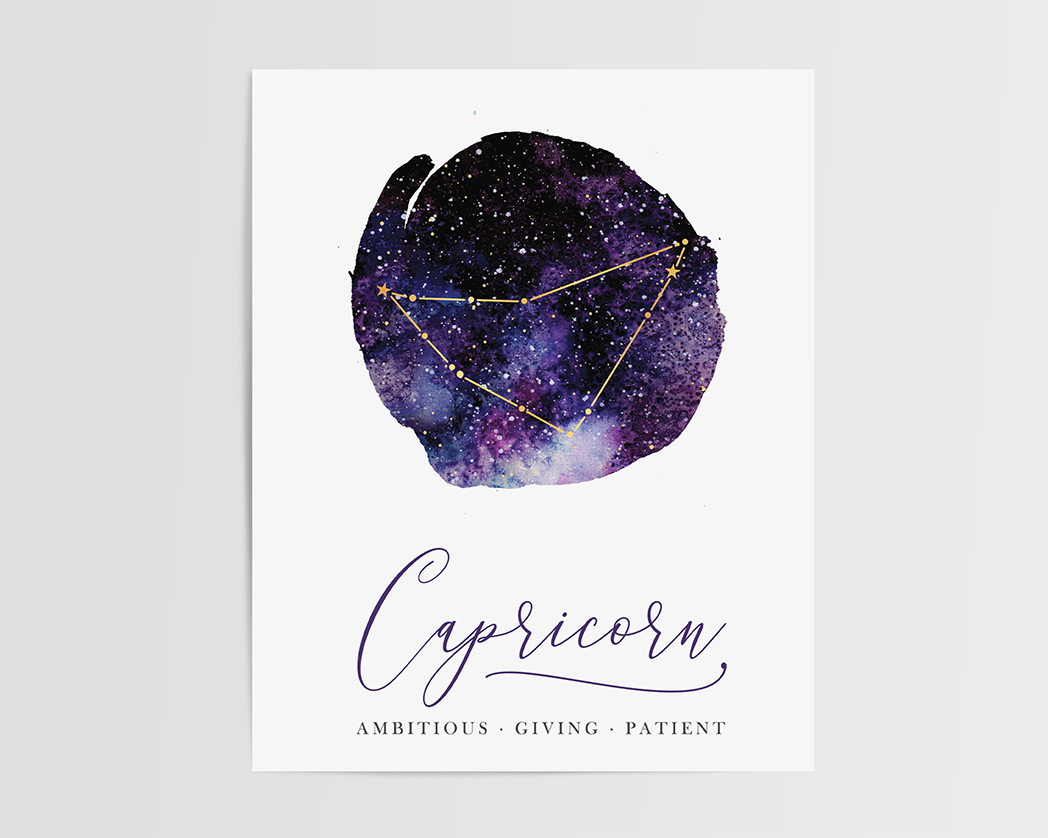 Photo of the Astrology Sign Art Print for Capricorn by Lucky Dog Design Co.