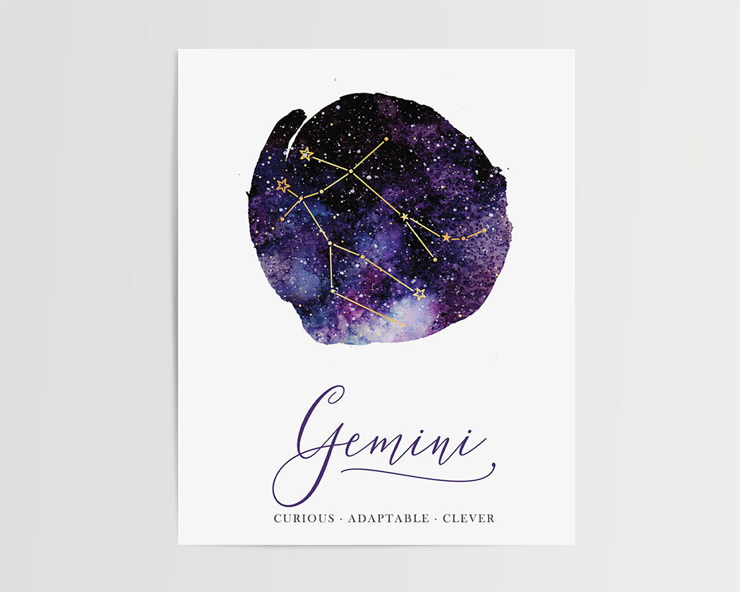 Photo of the Astrology Sign Art Print for Gemini by Lucky Dog Design Co.